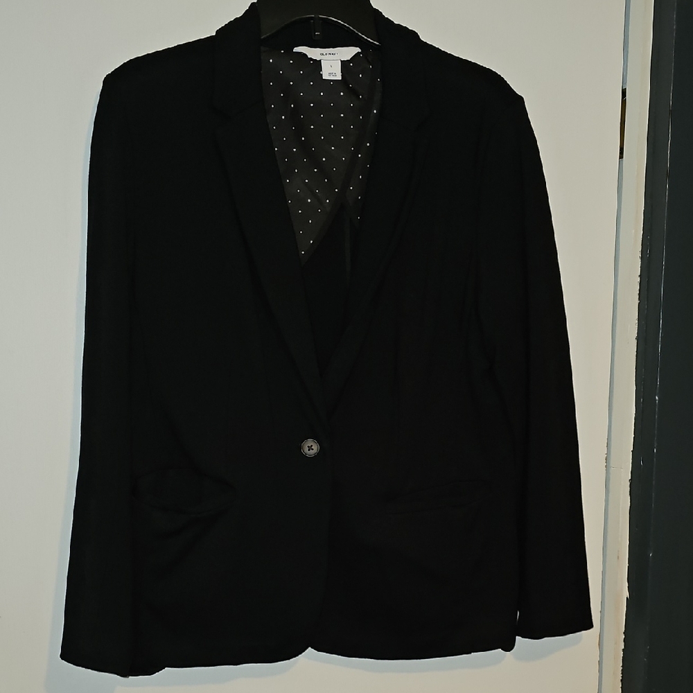 Old Navy Black Jacket with White Polka Dots